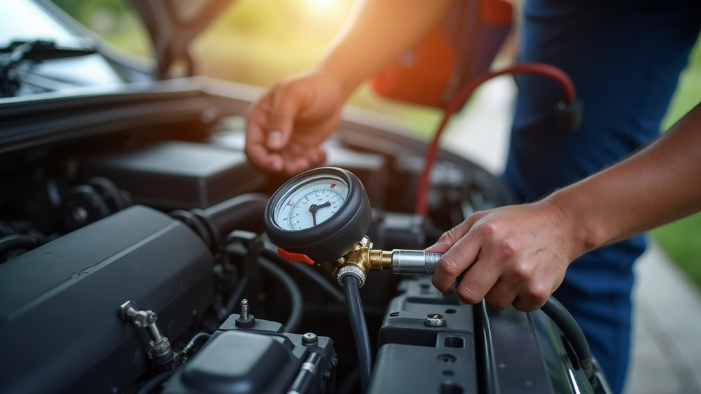 Mobile mechanic recharging car A/C refrigerant in Norfolk VA