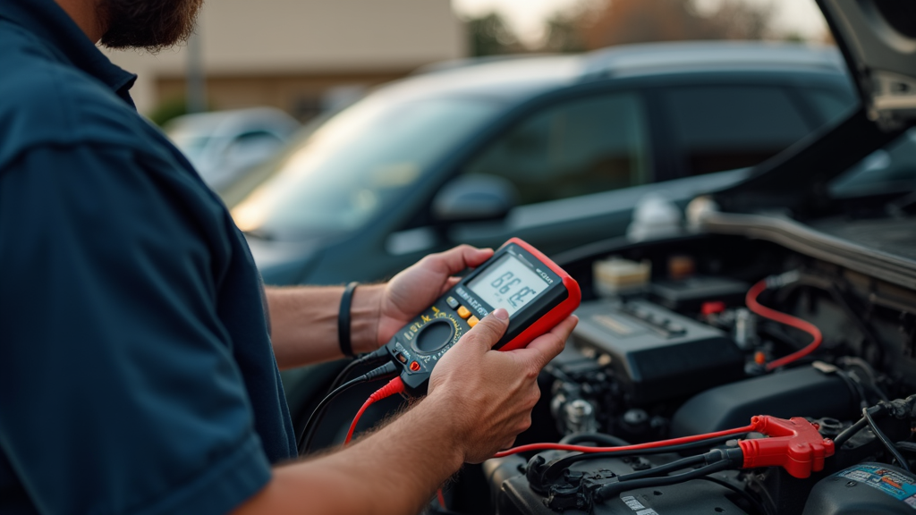 Mobile mechanic testing car battery in Norfolk VA