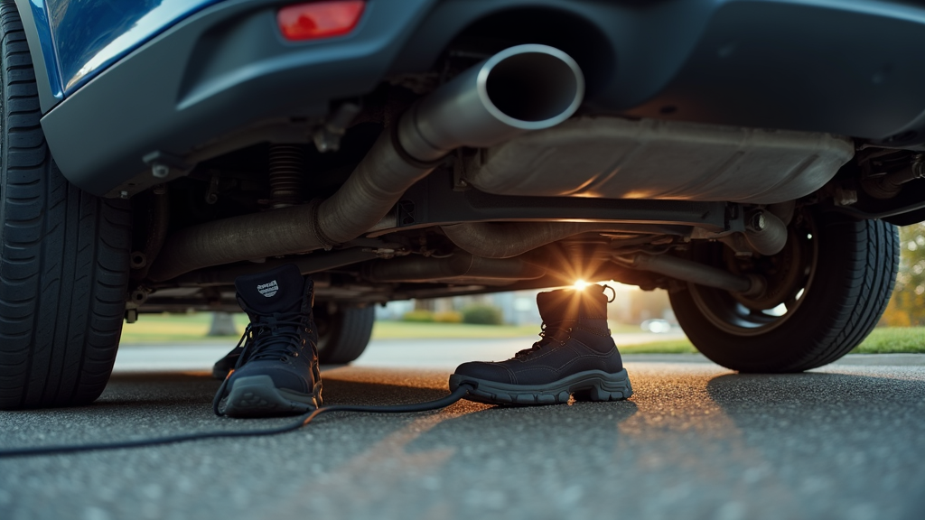 Mobile mechanic inspecting car exhaust and suspension in Norfolk VA