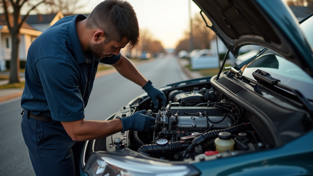 Mobile mechanic repairing car engine and transmission in Norfolk VA