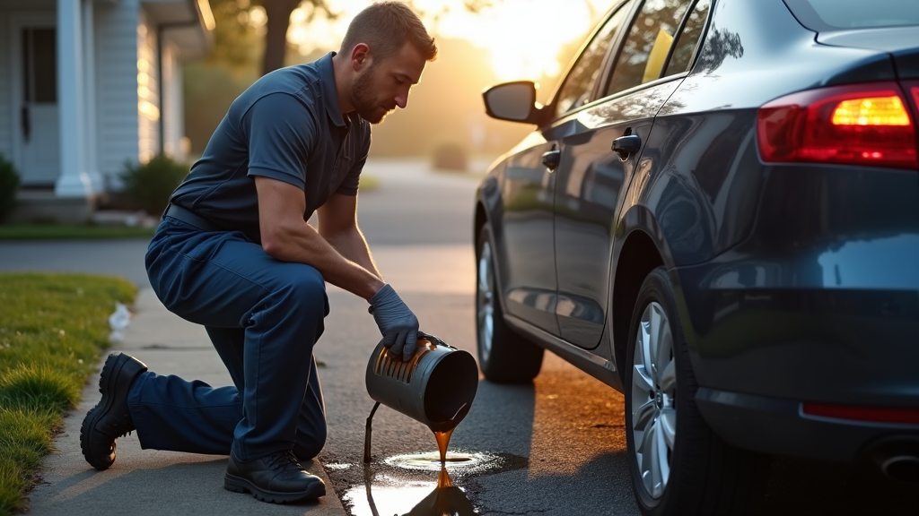 Mobile mechanic performing oil change on car in Norfolk VA